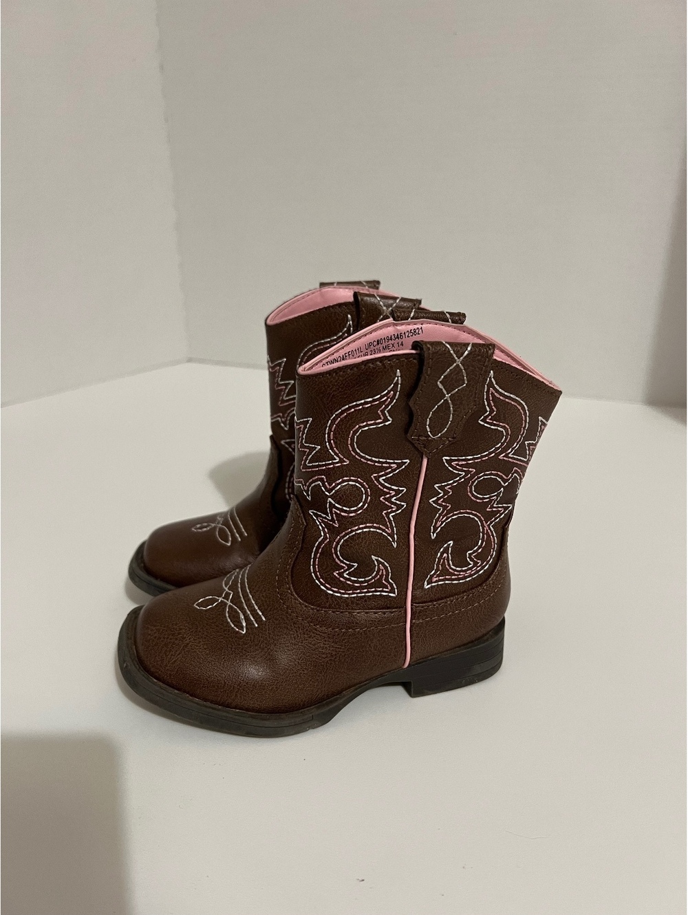 Wonder Nation Girls Brown Pink Western Cowgirl Boots Toddler Size 7